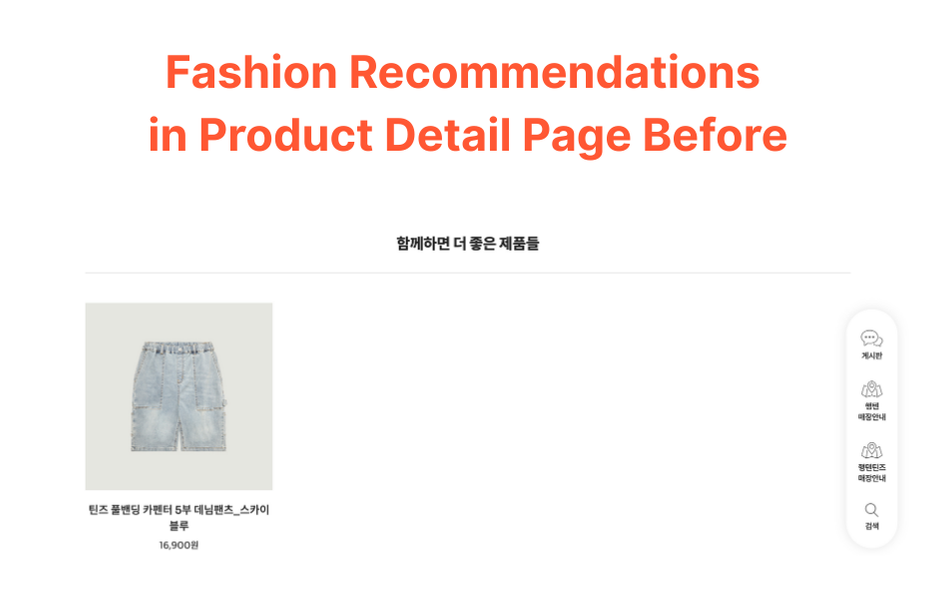 Before integrating AI recommendations, Hang Ten PDPs felt static and limited. Shoppers often saw a single suggested item, which was rarely relevant.