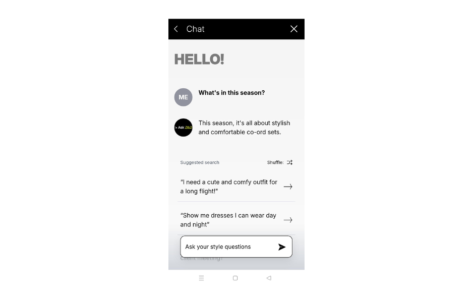 The AI stylist response to the first prompt