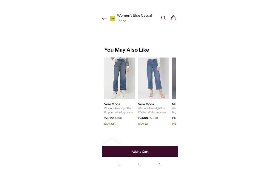 AI-curated suggestions based on the specific product that is currently viewed.
