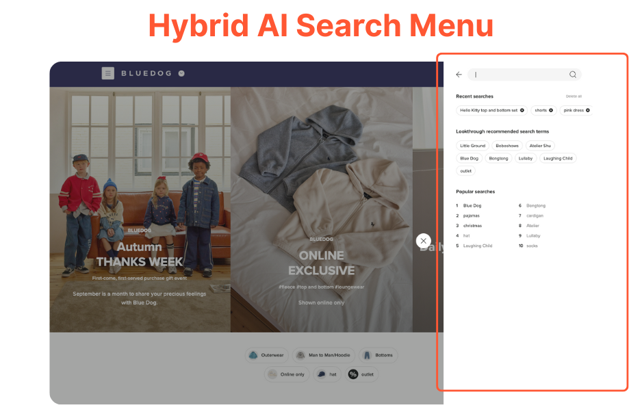 Hybrid AI Search Menu Looxloo AI Transformation in Fashion