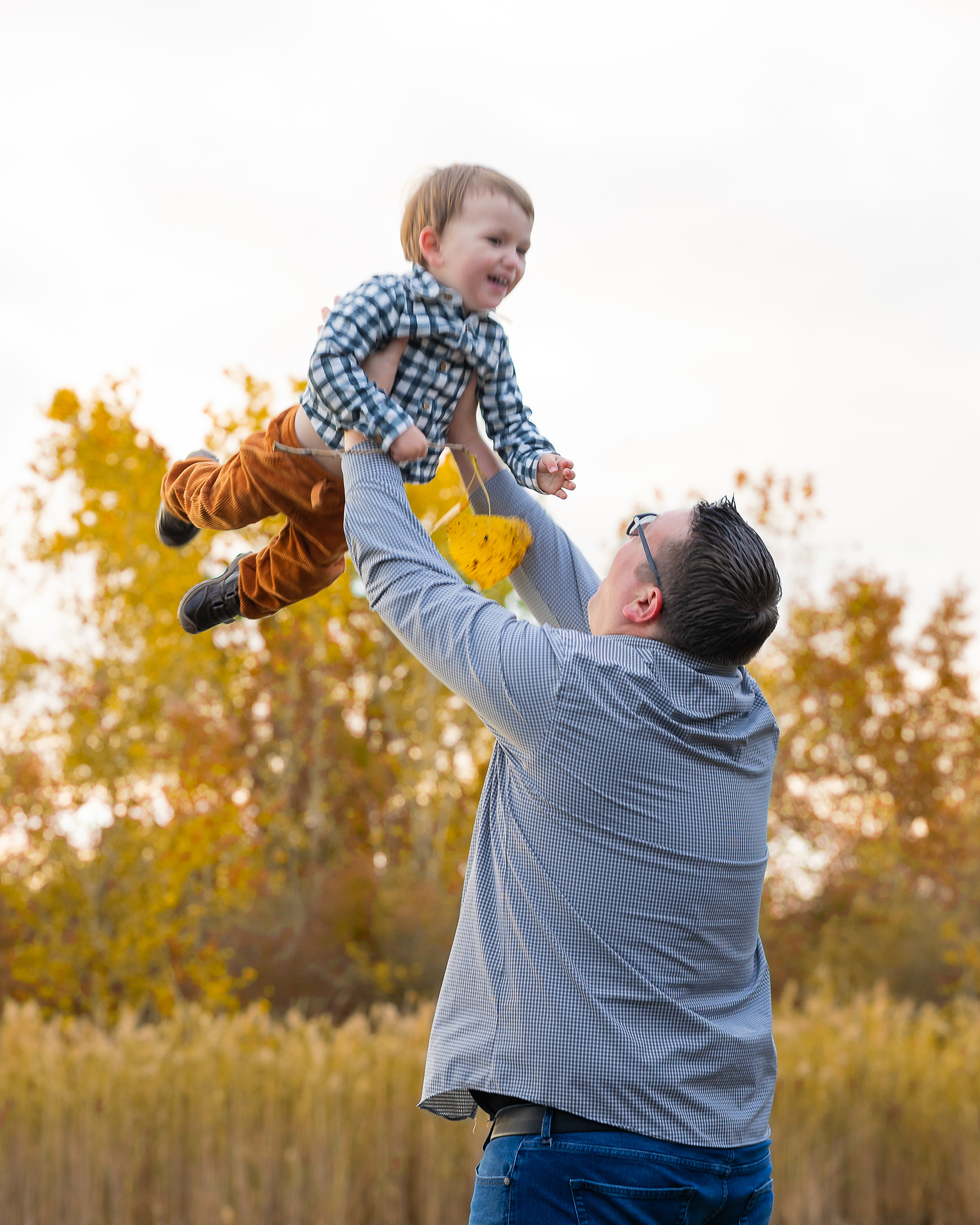 Dad throwing son in the air