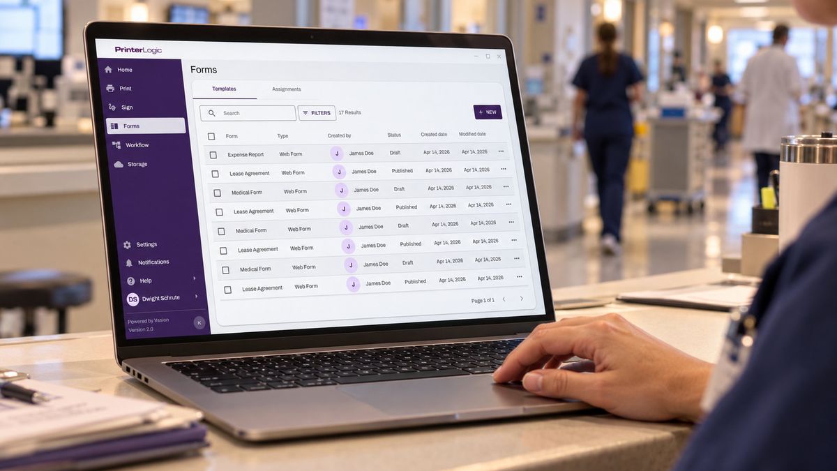 Clinical print management on a laptop