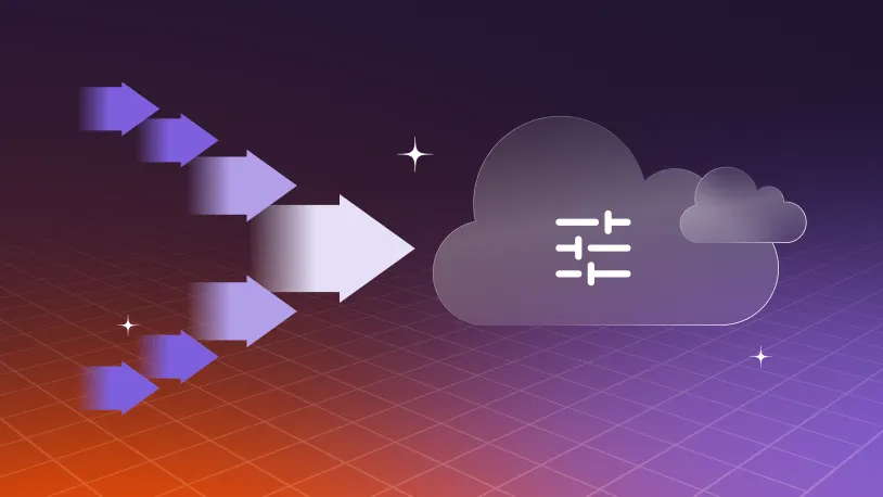 Graphic showing arrows migrating towards a cloud.