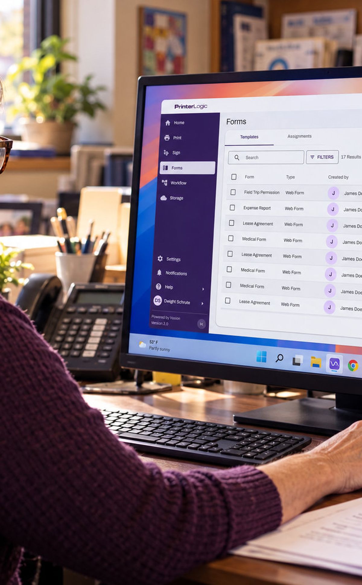Office worker automating document workflows