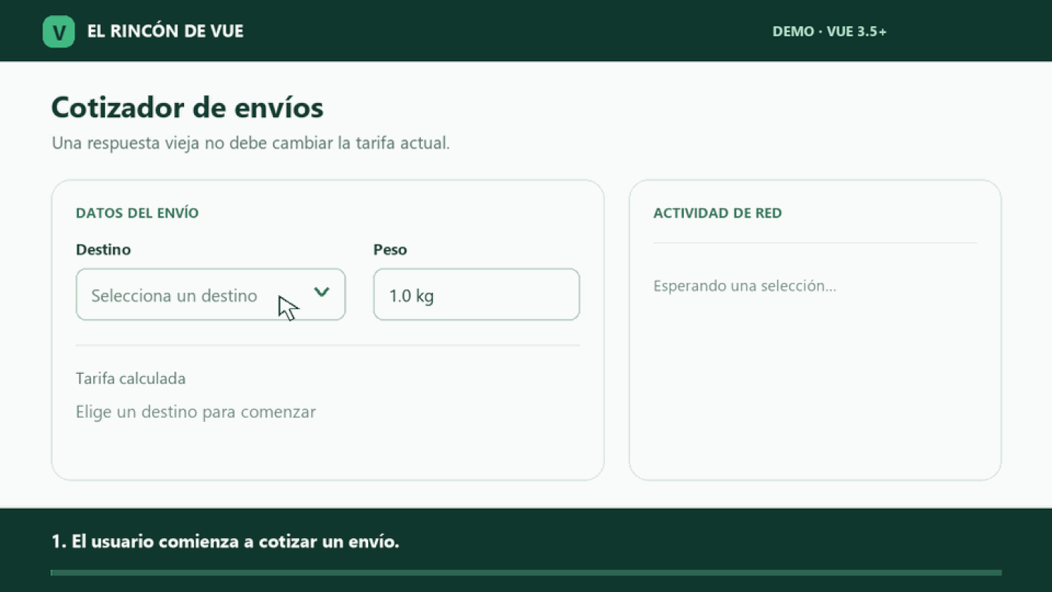 Animación de nueve segundos: Cusco inicia una consulta lenta, el usuario cambia a Lima y la tarifa final permanece en S/ 12.00.