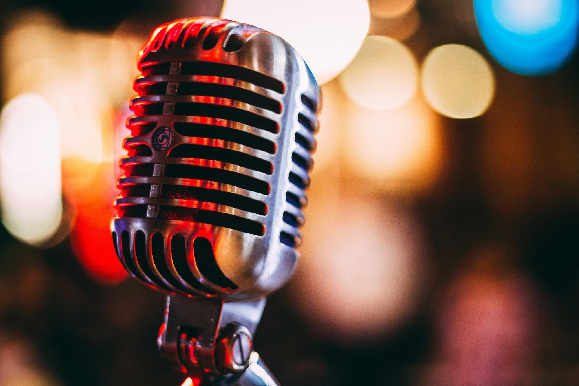 A close-up image of a microphone at one of the top winter events at The Nash Casino