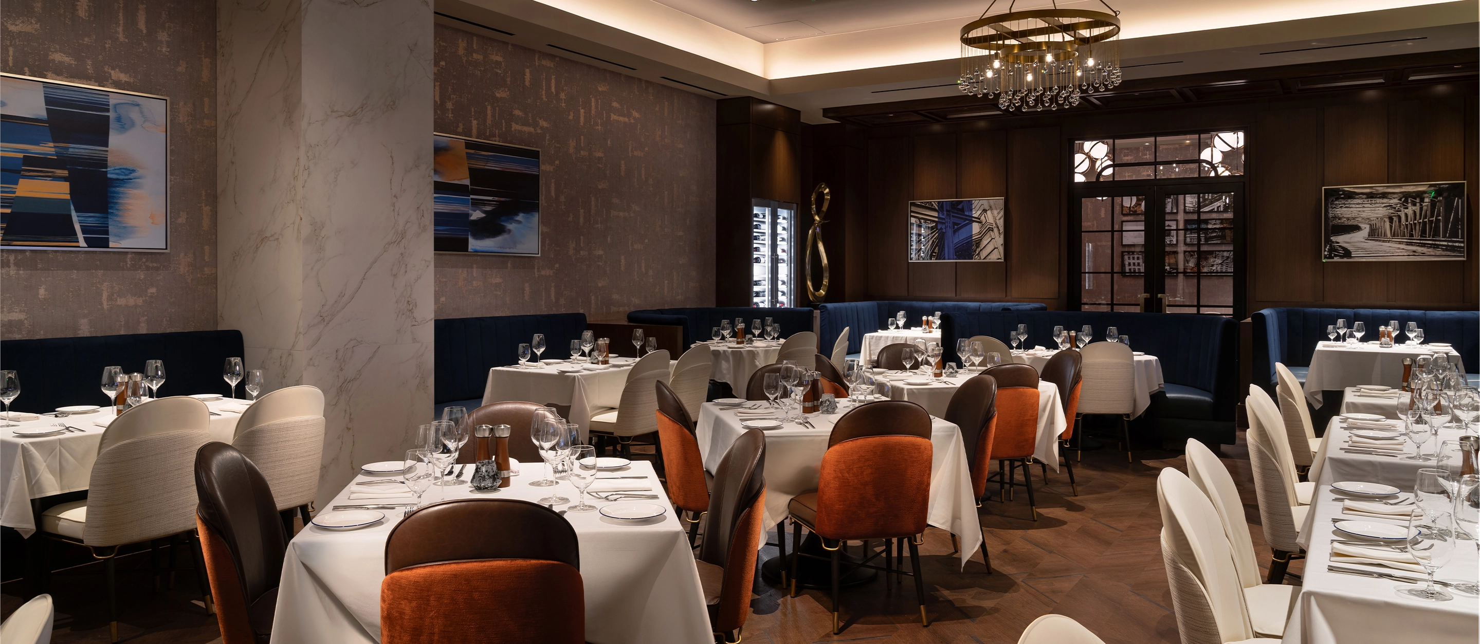 The dining room at the Proper Chophouse, one of the several dining options at The Nash
