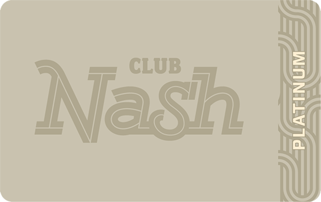 A platinum tier Club Nash card