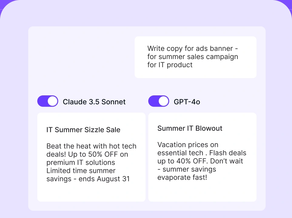 One prompt answered side by side by Claude 3.5 Sonnet and GPT-4o