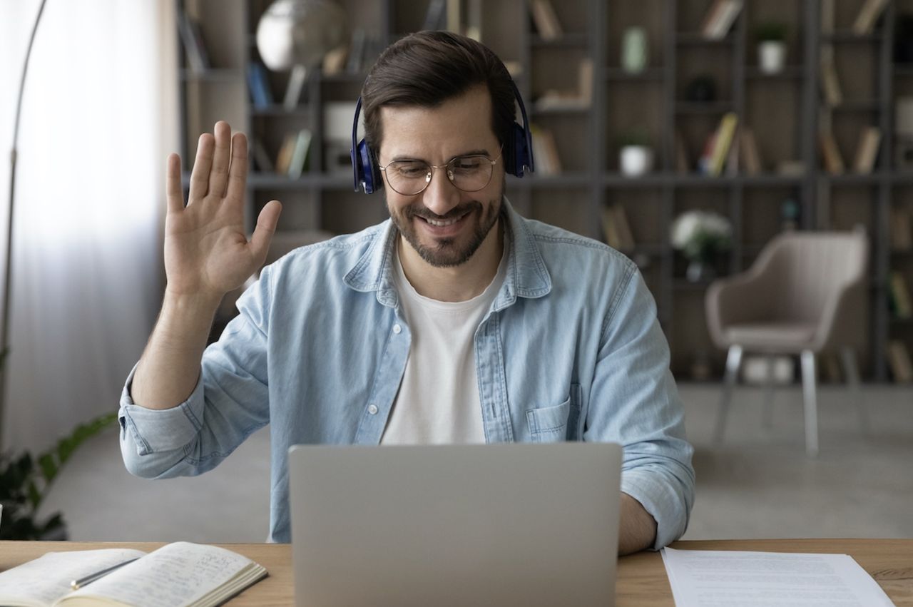 Photo of a teacher during an online lesson