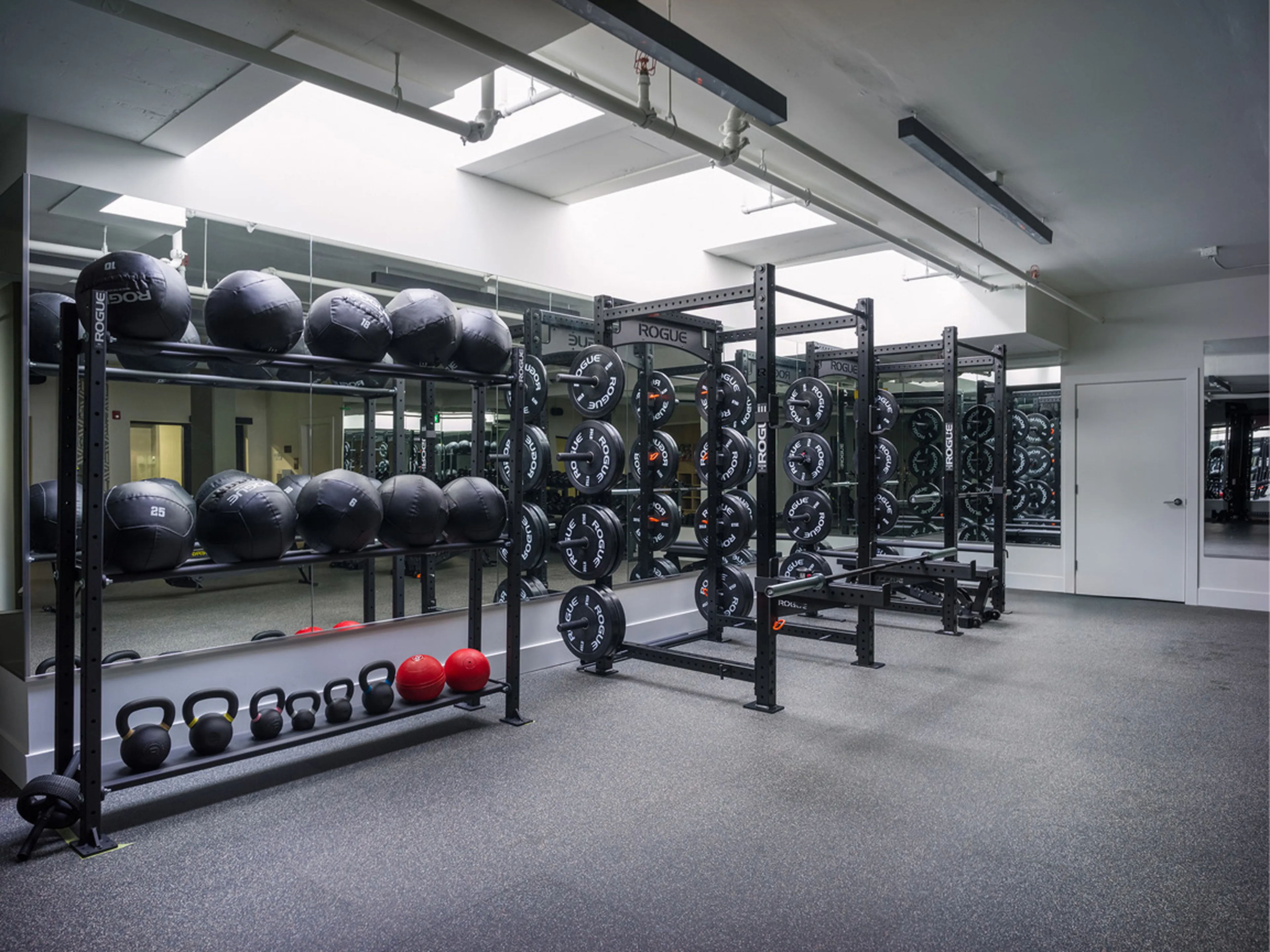 An on-site gym for cardio and strength training