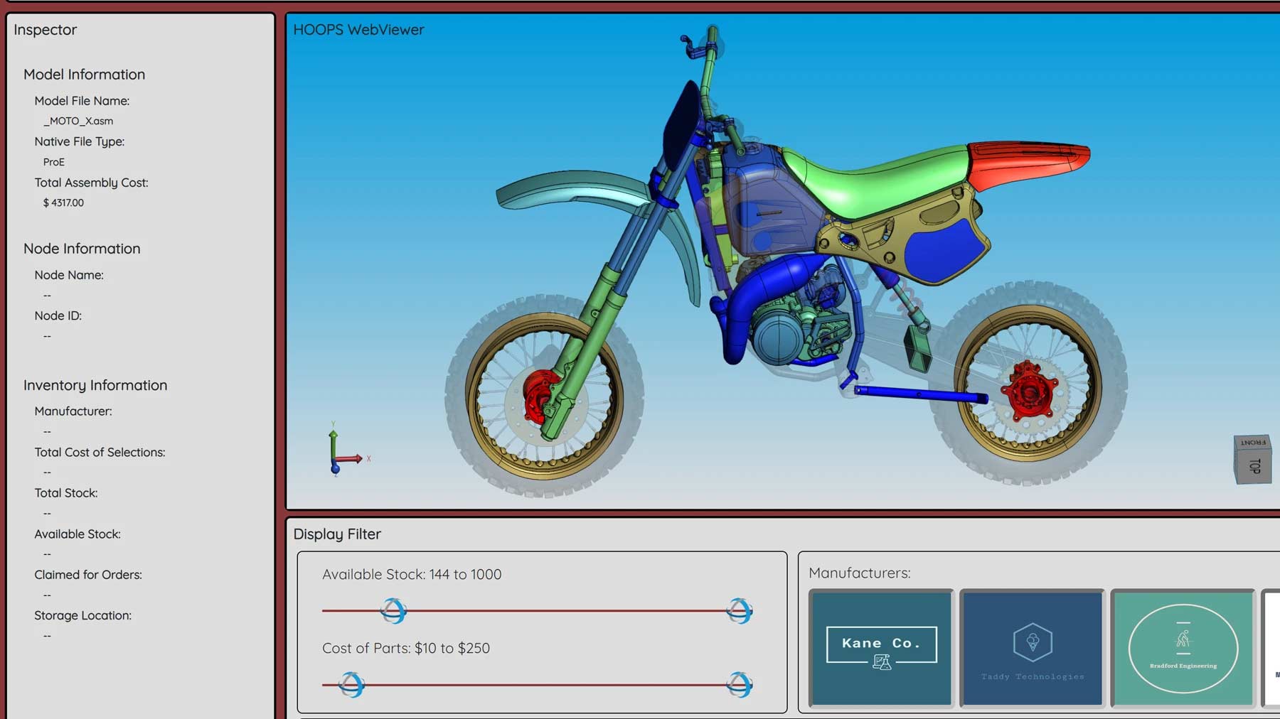 3D CAD model of motorbike in inventory management demo
