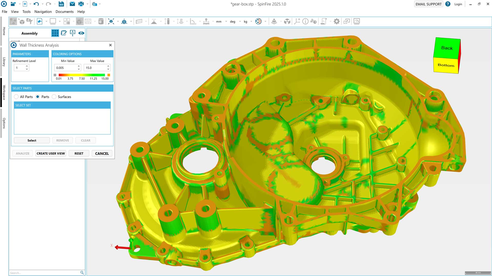 Wall Thickness Analysis using SpinFire Insight CAD viewer