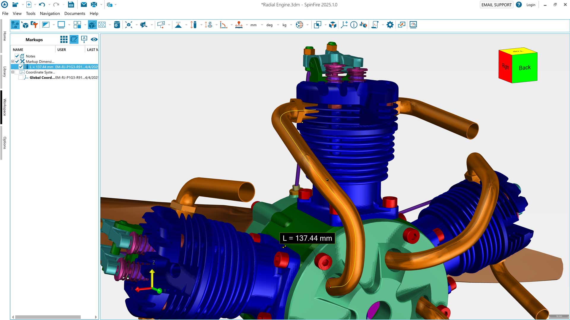 Tube Length using SpinFire Insight CAD viewer