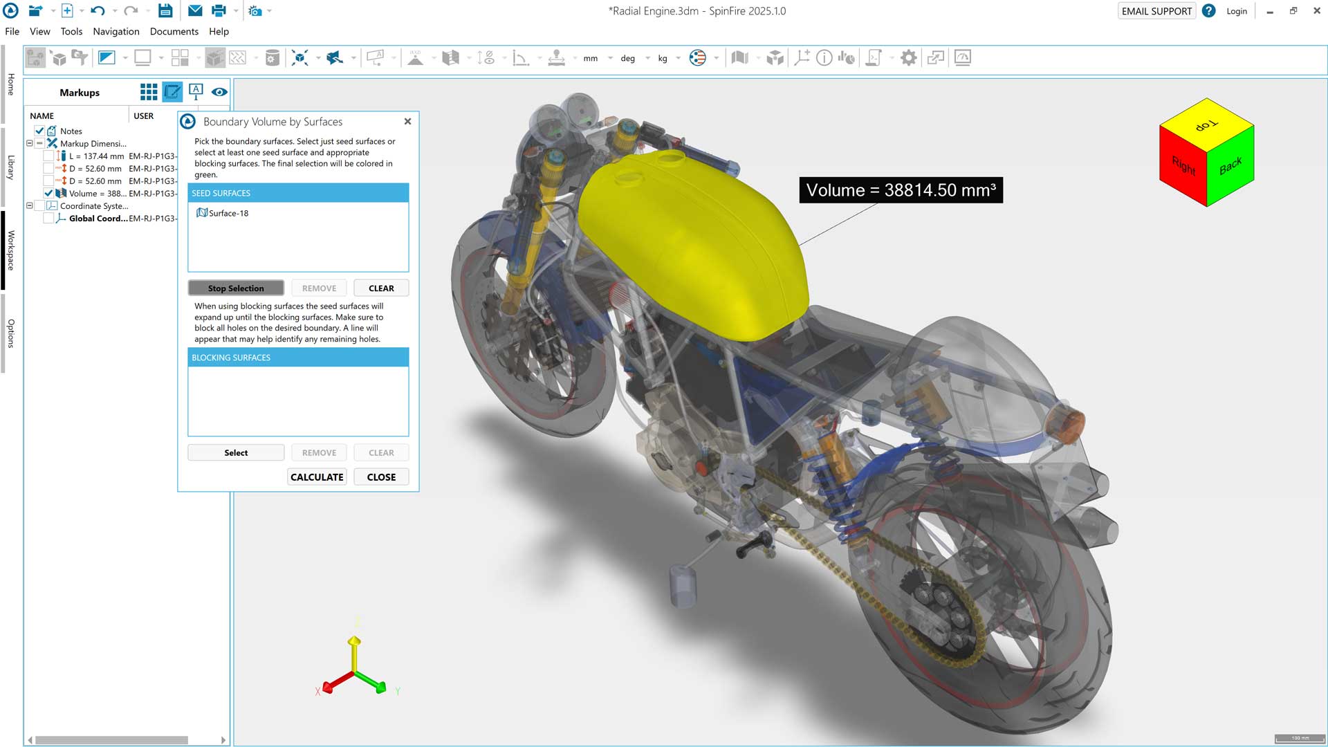 Boundary Volume by Surface using SpinFire Insight CAD viewer
