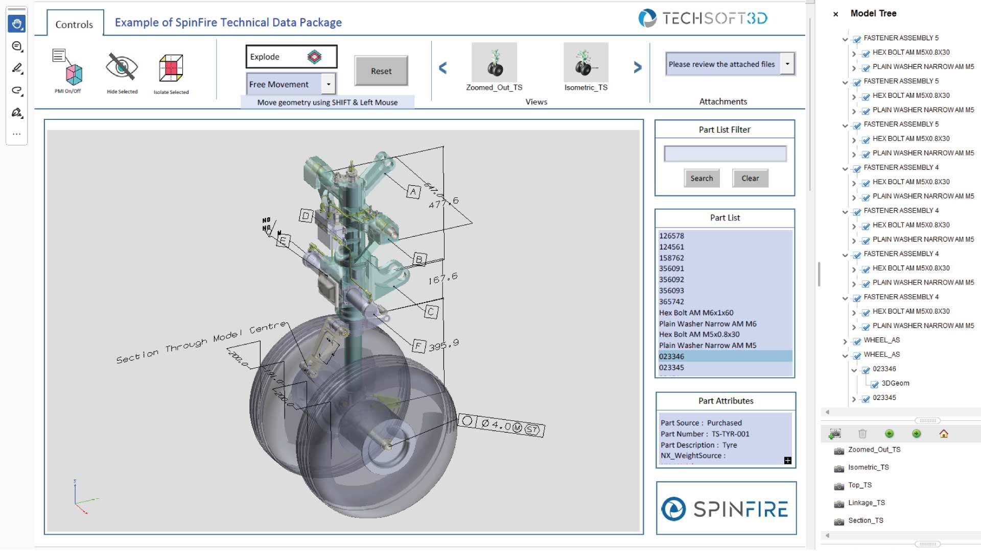 A screenshot of a Technical Data Package template in the 3D PDF format