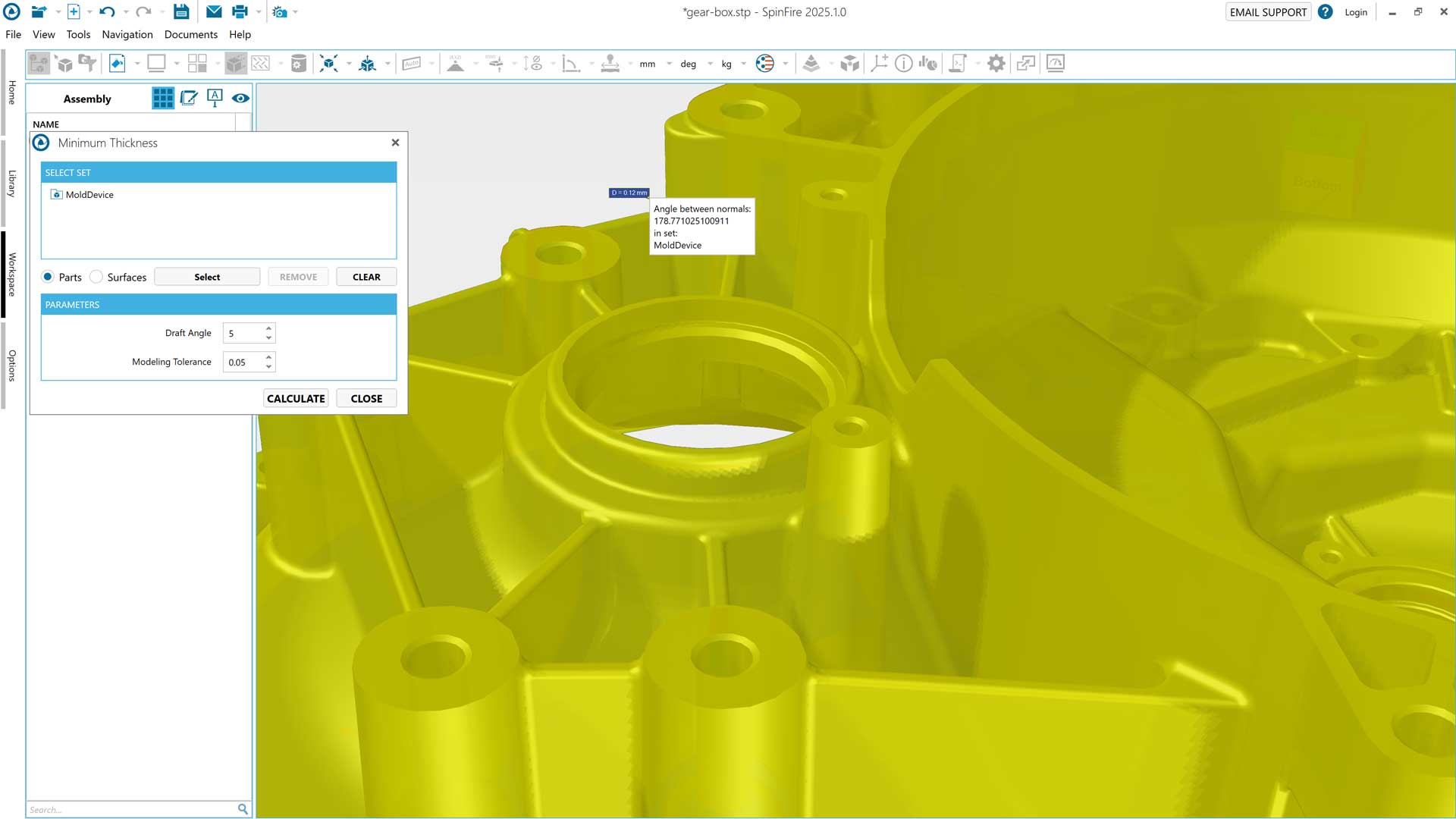 Minimum Thickness using SpinFire Insight CAD viewer