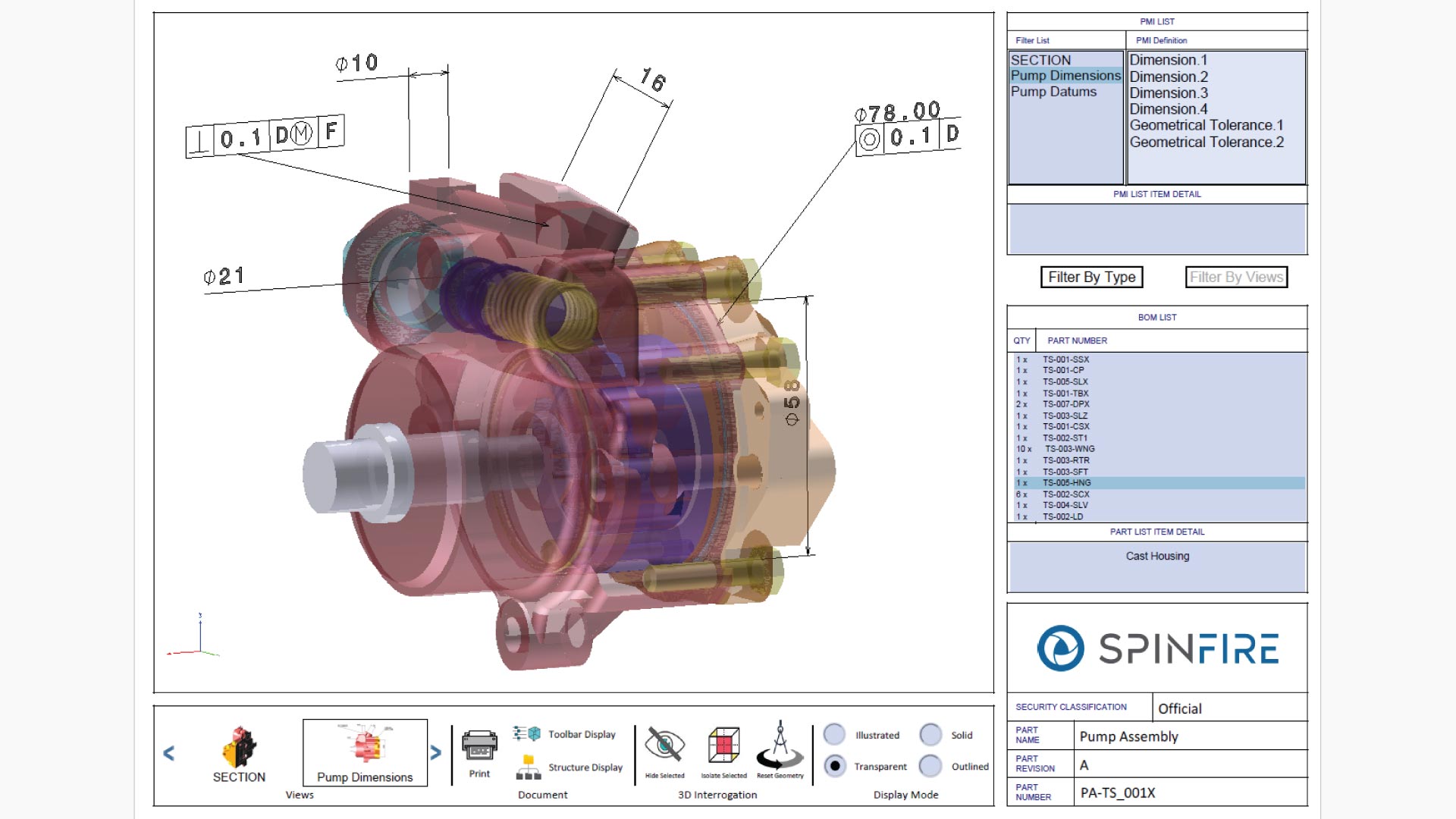 A screenshot of a PMI Analysis template in the 3D PDF format