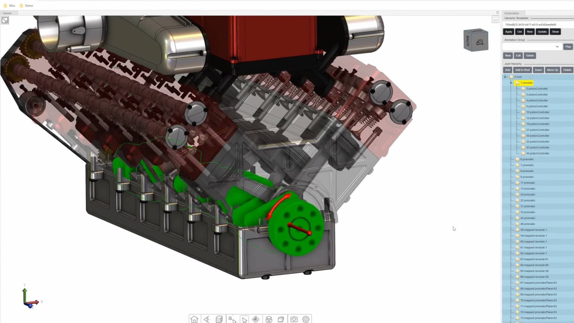 3D CAD model with kinematics-based animations