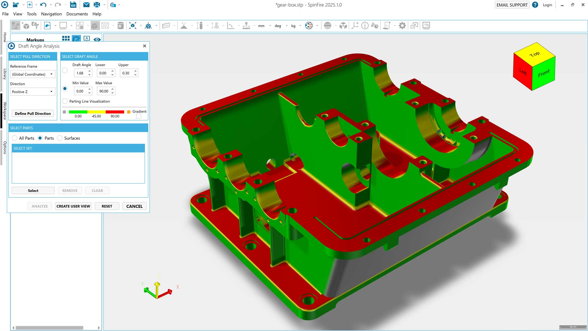 Draft Angle Analysis using SpinFire Insight CAD viewer