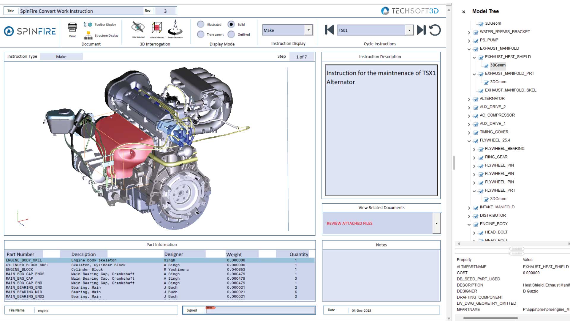 A screenshot of a Work Instruction template in the 3D PDF format