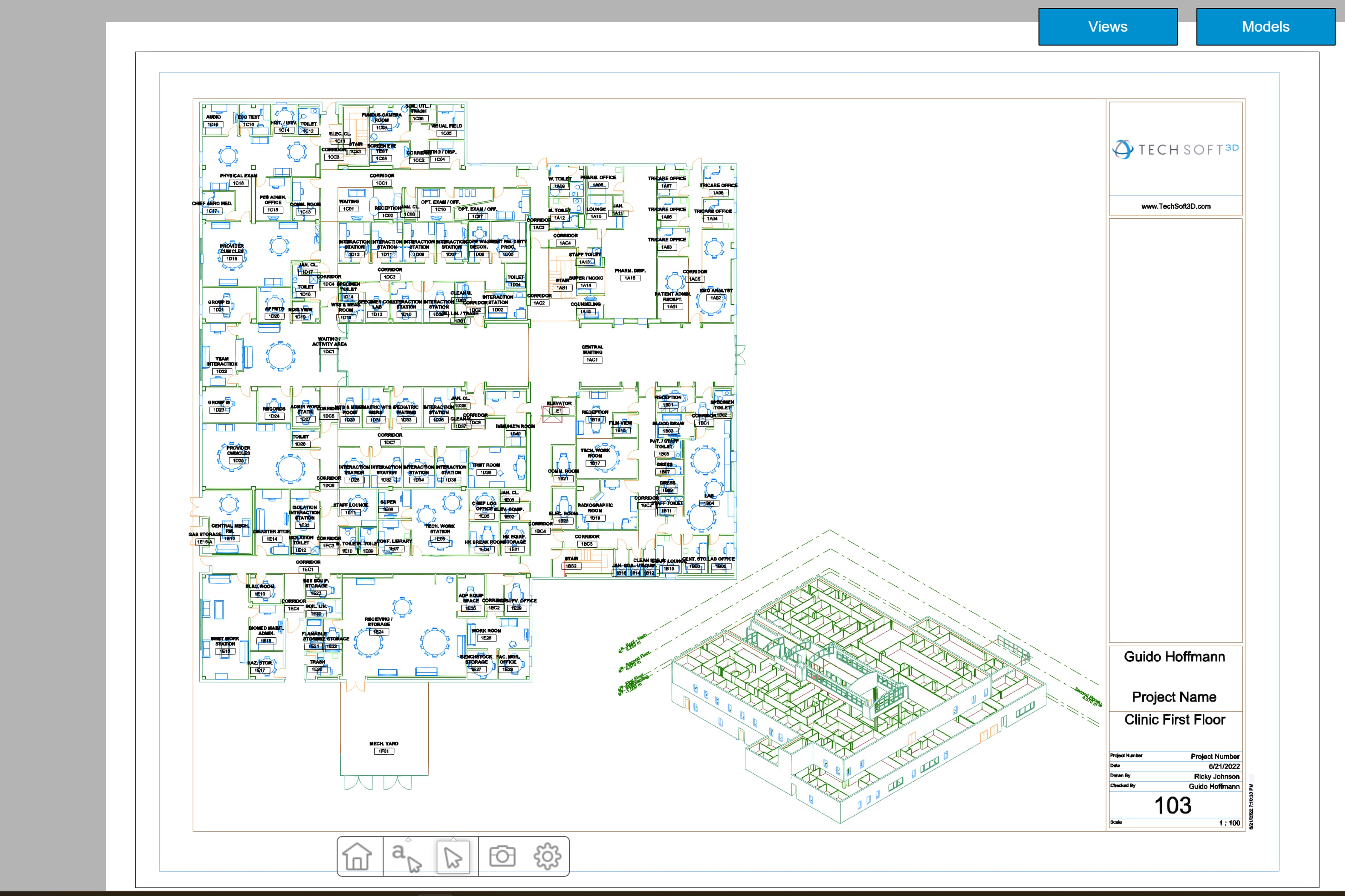 A 2D floorplan for the 2D DWG drawing demo
