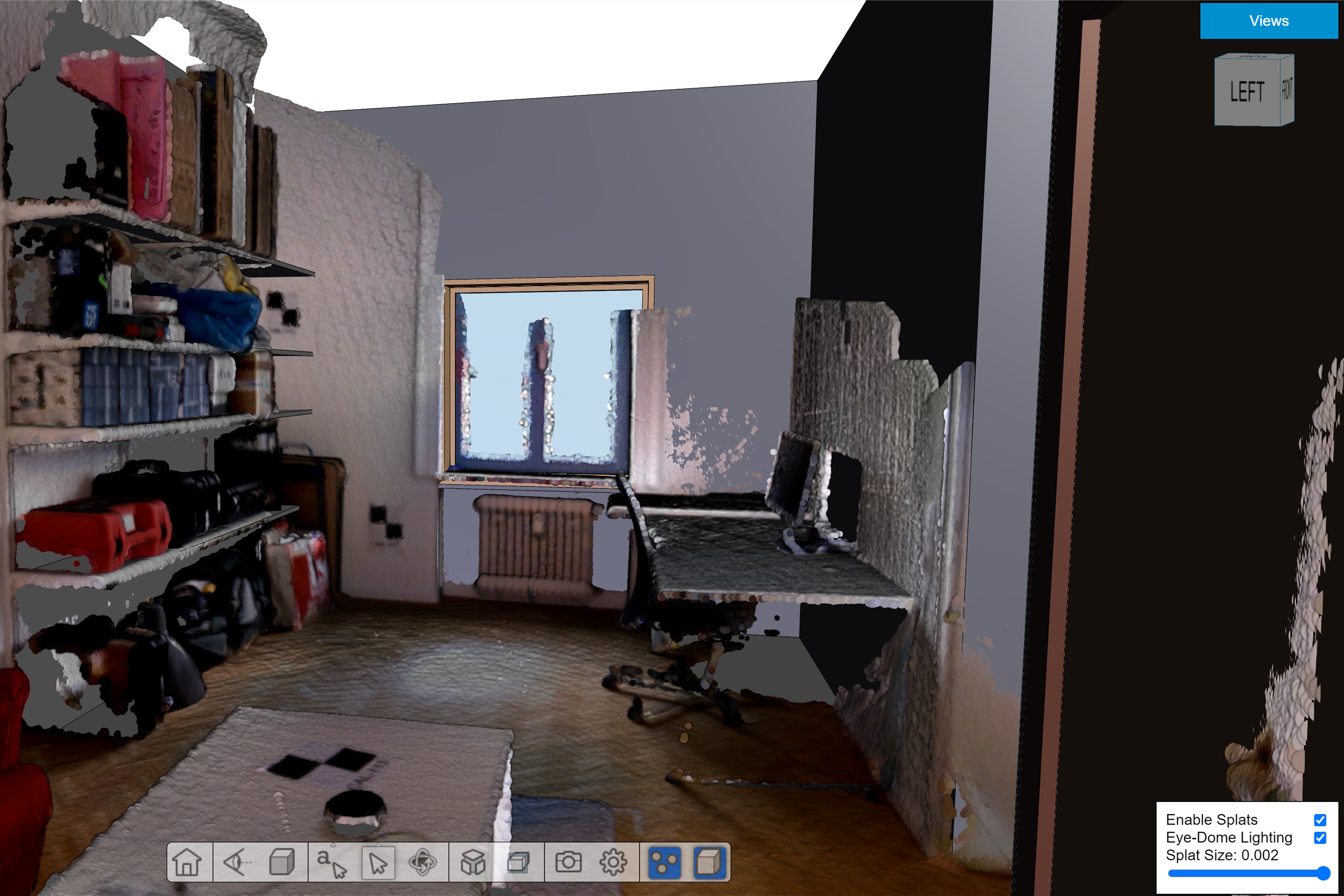 A 3d model of an office interior with point cloud functionality