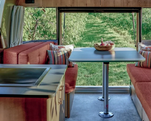 Interior of the Airstream Trade Wind 23FB Dinnete|Airstream's Frank Lloyd Wright Limited Edition Travel Trailer Twin Bed and Dinnete Floorplan outline|Airstream's 2025 Trade Wind 25FB Travel Trailer Floorplan outline|Airstream's Caravel 22FB Travel Trailer Floorplan outline|Exterior image of Airstreams Flying Cloud Travel Trailer in the Midnight Flamingo Upgrade|Airstream 30FB Bunk Flying Cloud Travel Trailer Floorplan outline|Airstream's Basecamp 20 Travel Trailer Floorplan outline|Interior Image of Airstream's Flying Cloud Travel Trailer 2025|Lifestyle image of a family playing outside of the Flying Cloud Travel Trailer|Airstream's Basecamp 20 Travel Trailer Floorplan outline