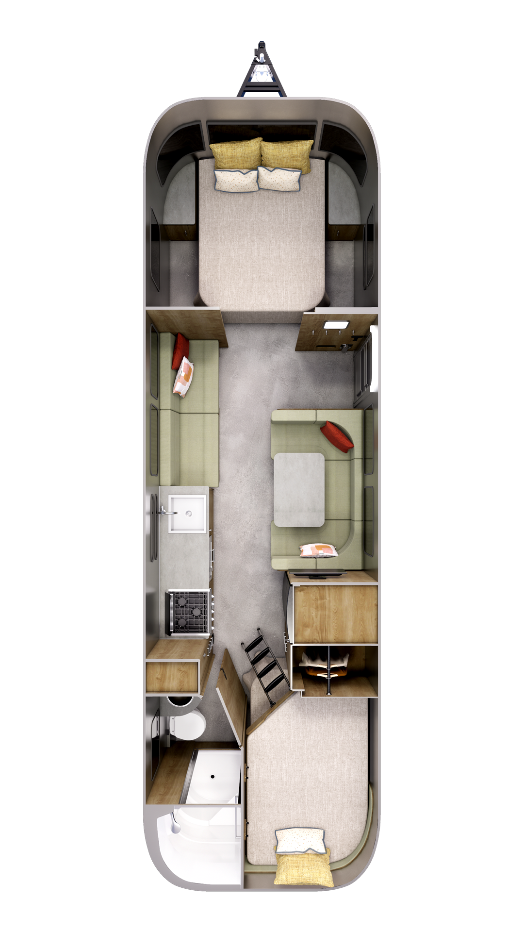 2027 Airstream Flying Cloud 30FB Bunk floor plan diagram — Bunk House, sleeps 8