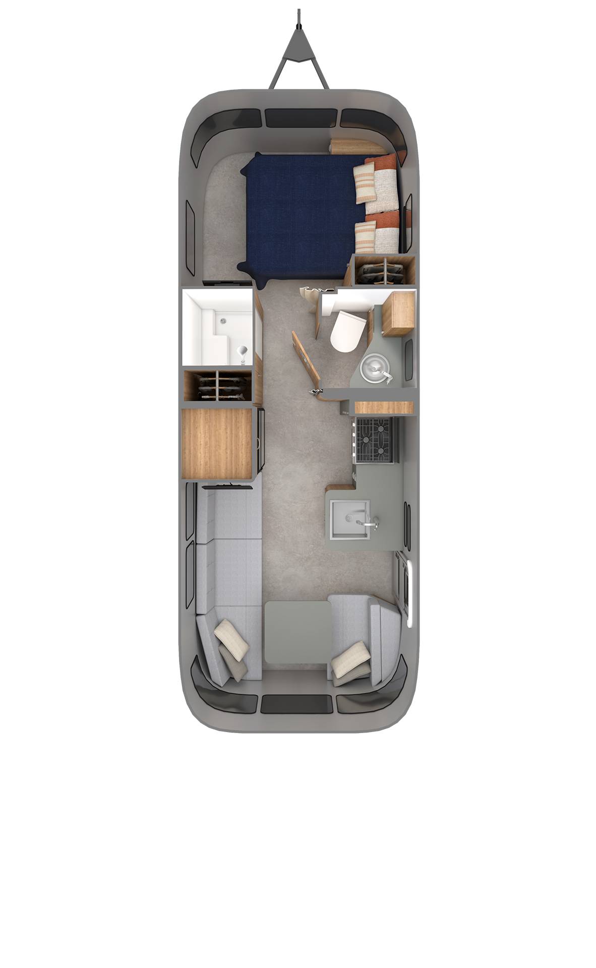 2027 Airstream Trade Wind 25FB floor plan diagram — Front Bedroom, sleeps 5