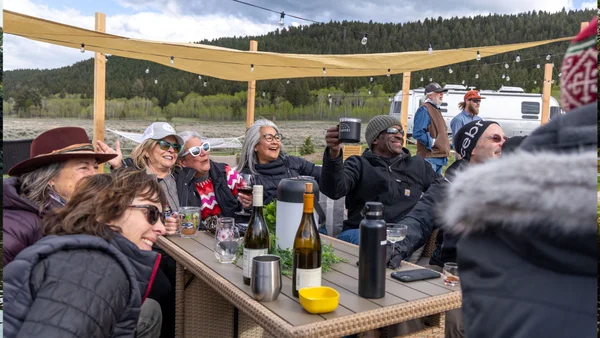 Airstream owners gathered together near Yellowstone