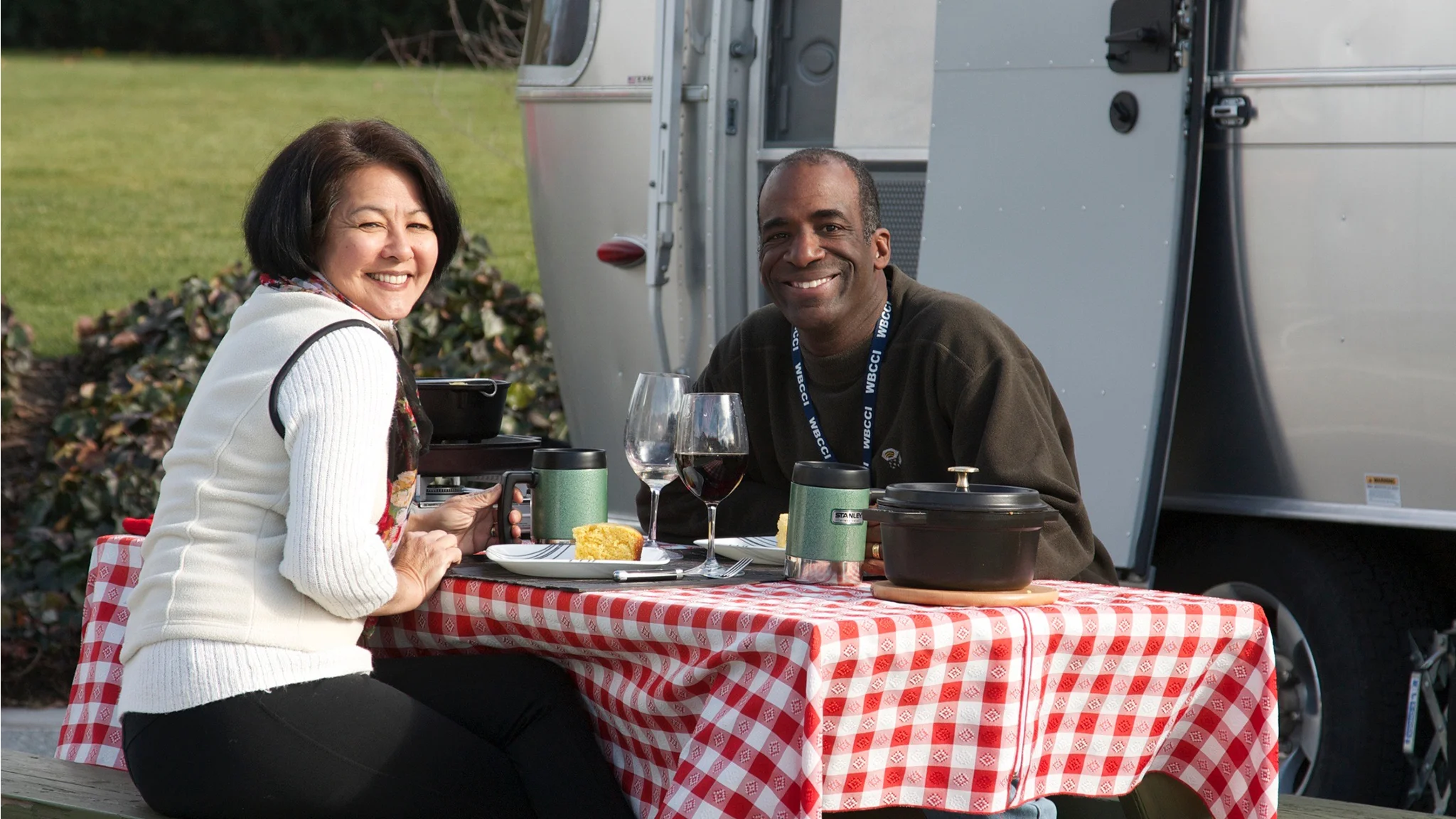 Eric-and-LaVerne-McHenry-WBCCI-Airstream-Club-Header|Eric-and-LaVerne-McHenry-Selfie-with-Airstream|Eric-and-LaVerne-McHenry-WBCCI-Motorcycles