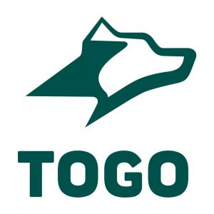 Green abstract dog logo above the word "TOGO" in bold, green capital letters.