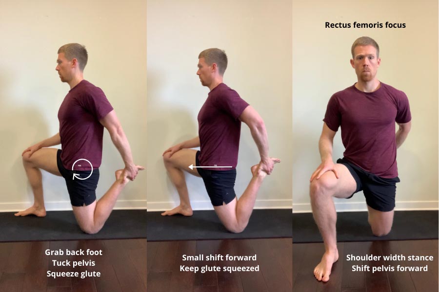 man performing kneeling quad stretch