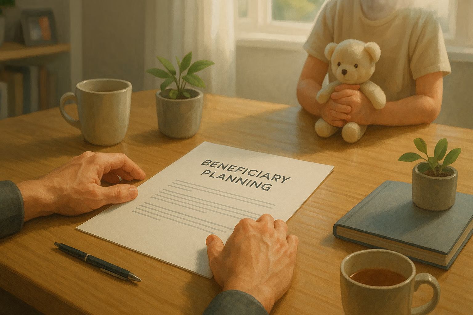 Kid sitting across from a parent. Supplements the topic, 