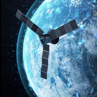 A satellite flies over Earth