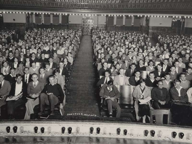 Students gather for a citizenship lecture in 1924.