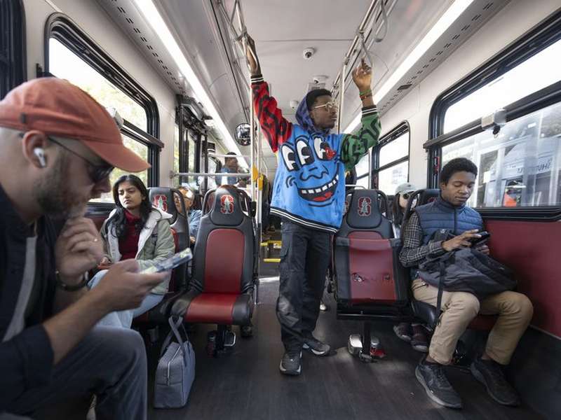 Ahmad Koya rides the Marguerite Shuttle to campus
