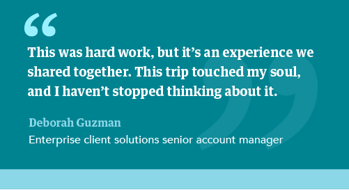 Quote from Deborah Guzman about how a volunteer trip touched her soul