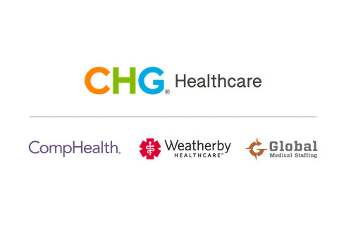 Logo collages of CHG Healthcare, CompHealth, Weatherby Healthcare, and ...