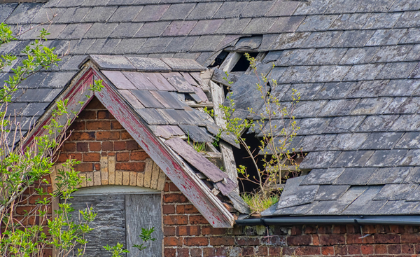 A damaged roof