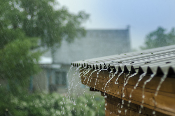Rain running off of a roof
