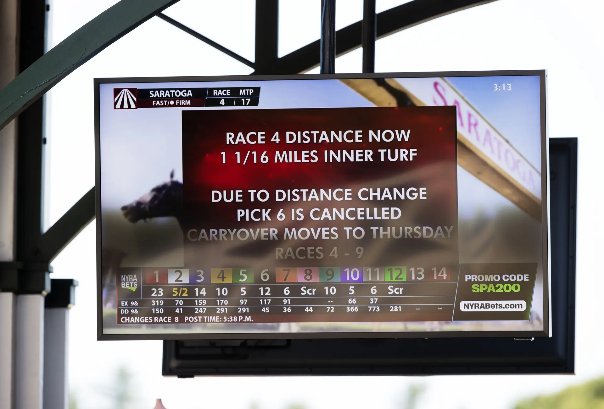 Saratoga pick six canceled after distance change to Race 4