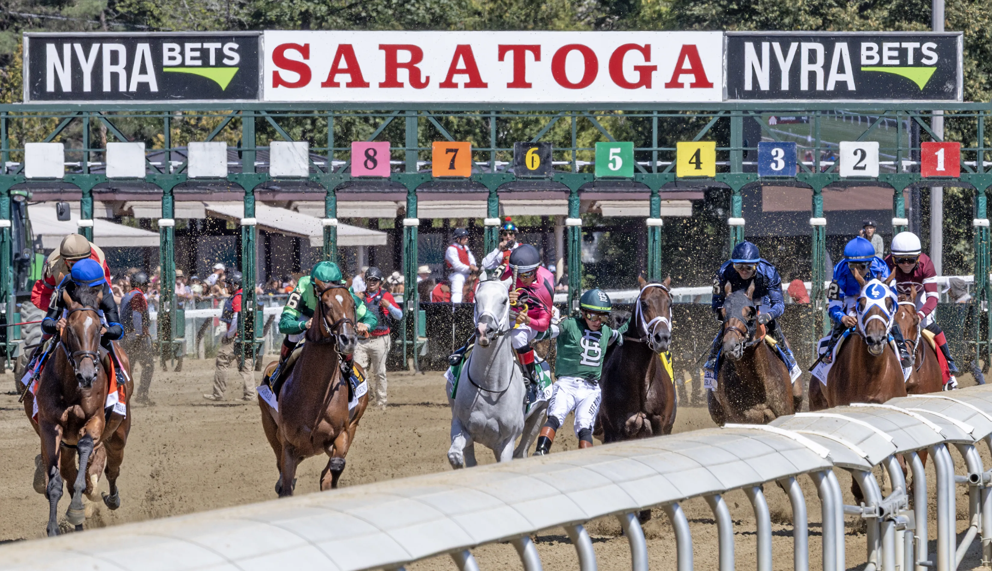 Jockey Club Gold Cup start.Ortiz,Irad.Mindframe.White Abarrio.8-31-25.DRO