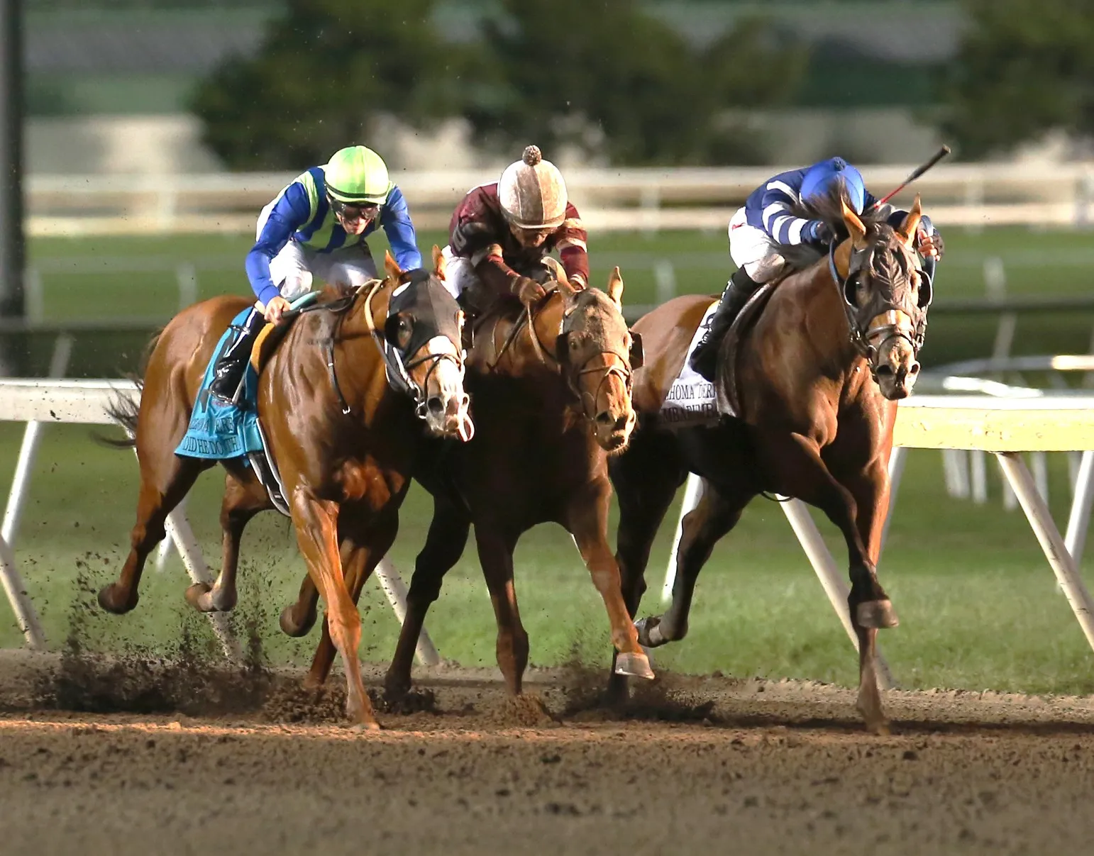 How Did He Do That-Red Route One-Tumbaruna (from left) in Okla Derby Sept 24 2023