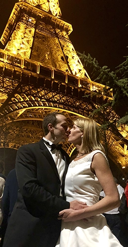 Paul and Holly in front of the Eiffel Tower