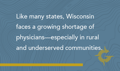 graphic explaining that Wisconsin has a shortage pf physicians