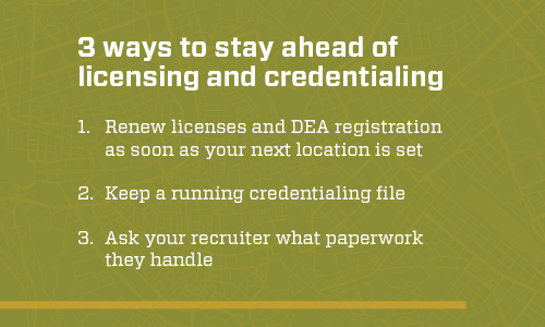 Graphic explaining 3 ways to stay ahead of licensing and credentialing