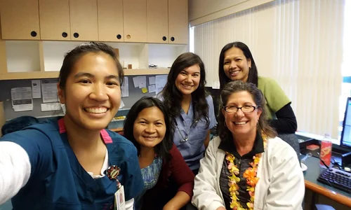Dr Marye McCroskey with staff in clinic