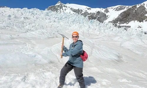 Dr Amy Thompson on glacier